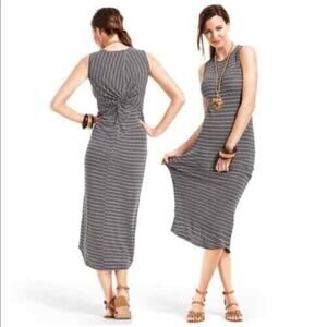 CAbi Black and White Striped Dress